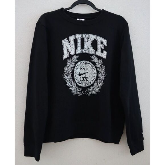 Nike HF4503-010 Women's Sz M Black Sportswear Club Fleece Crew-Neck Sweatshirt - Picture 1 of 8